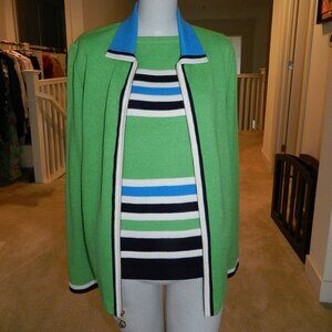 2 Pc ST. John Sport BY Marie Gray Santana Knit Zip Front Sweater Jacket and Top